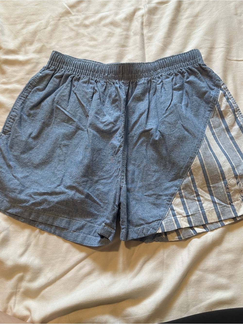 Banana Republic Chambray High-Waist Shorts with Striped Accent